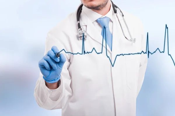 Doctor gráfico de dibujo a mano electrocadiograma — Foto de Stock