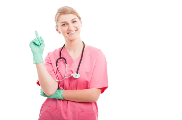 Привлекательная медсестра, у которой есть хорошая идея — стоковое фото