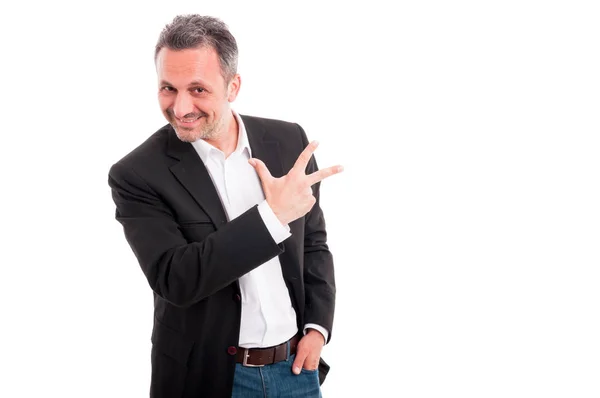 Man is presenting you three fingers — Stock Photo, Image