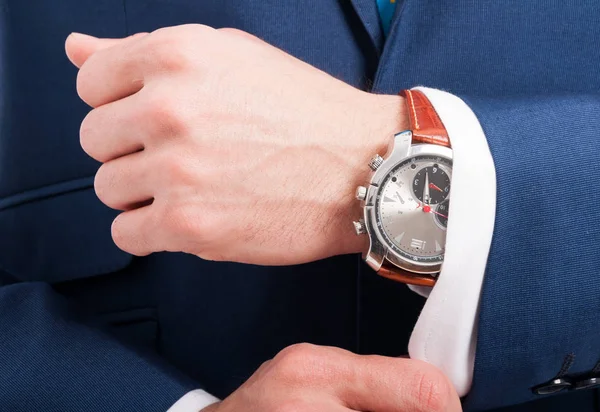 Elegant man's hands with expensive watch — Stock Photo, Image