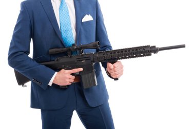 Gangster veya gizli ajan makineli tüfek ile