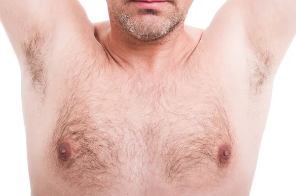 Hombre peludo axilas o axilas aisladas en blanco —  Fotos de Stock