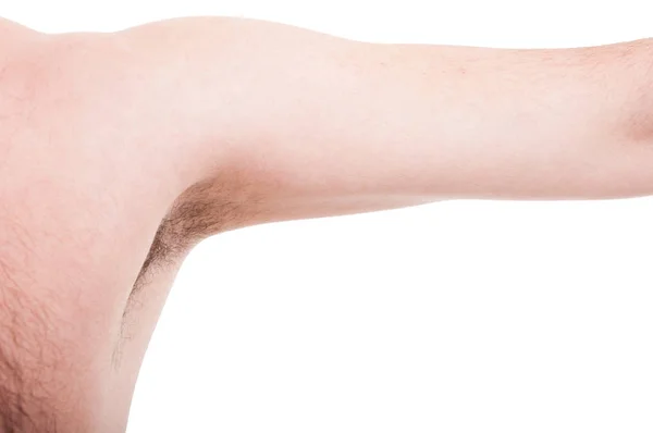 Clean man underarm or armpit on white copyspace — Stock Photo, Image