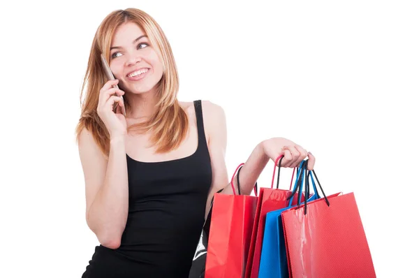 Beautiful happy female doing shopping — Stock Photo, Image