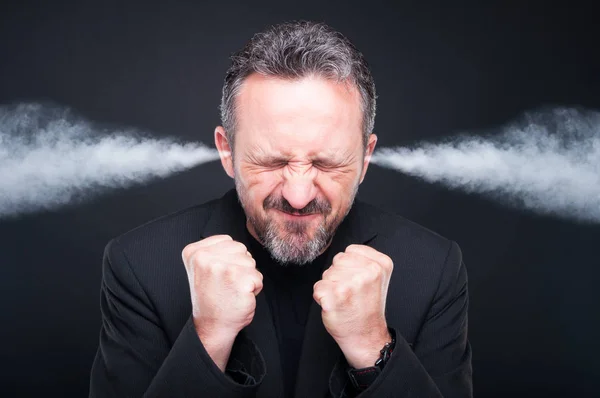 Angry frustrated man with exploding head — Stock Photo, Image