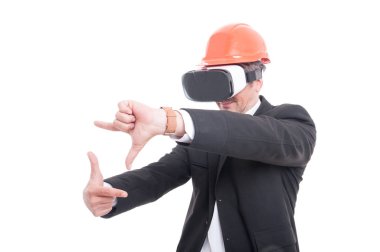 Foreman'ın el resim sanal gerçeklik giyiyor koruyucu gözlük
