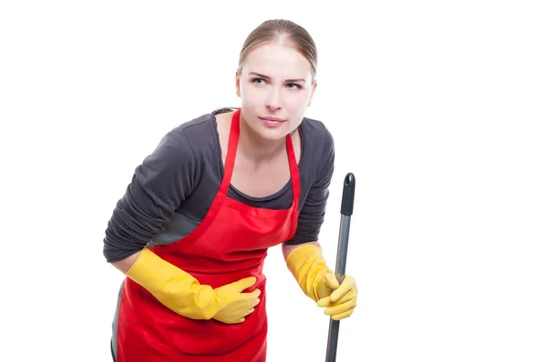 Mooie meid vrouw met buik krampen — Stockfoto