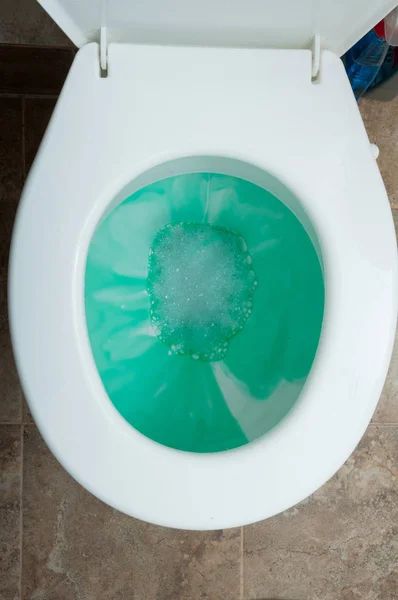 Cleaned toilet bowl with traces of detergent — Stock Photo, Image