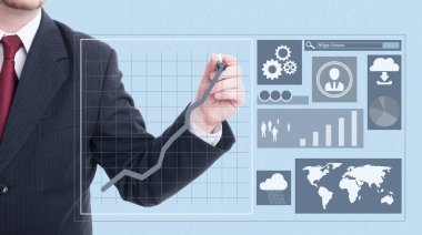 Erkek girişimci marker ile ekranda çizim