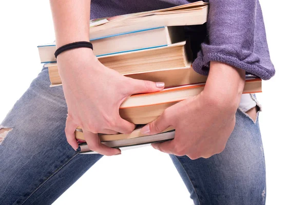 Student meisje met boeken in close-up — Stockfoto