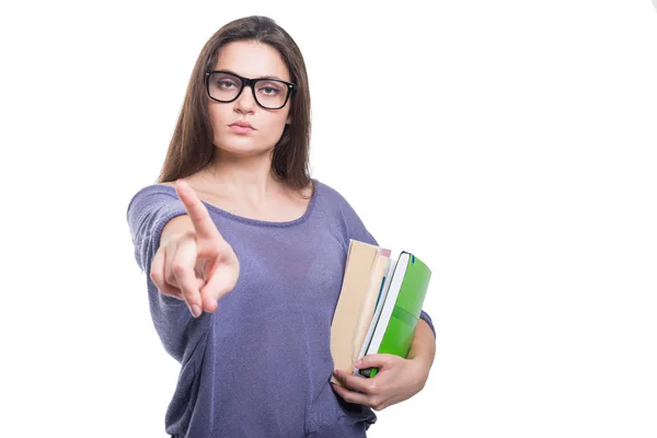 Serious young student with school books — Stock Photo, Image