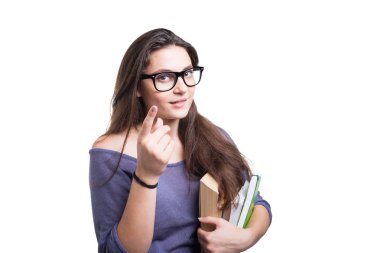 Sana işaret eden genç mutlu öğrenci