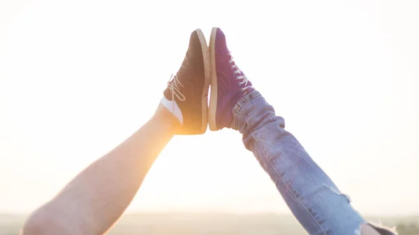 Beautiful couple in love standing outside — Stock Photo, Image