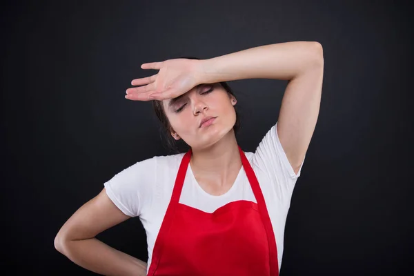 Empregado cansado ter uma enxaqueca dor de cabeça — Fotografia de Stock