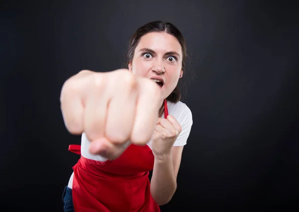 Vrouwelijke werknemer u stoot in het gezicht — Stockfoto