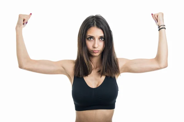 Ritratto di ragazza in forma che fa esercizi di braccia — Foto Stock