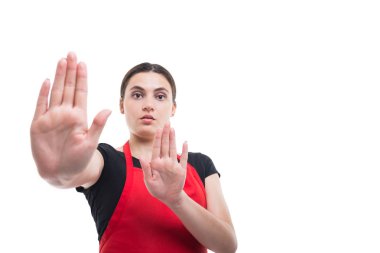 Genç katip dur işareti avuç içi ile yapıyor