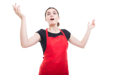 Kırmızı önlük ile başarılı kadın katip 