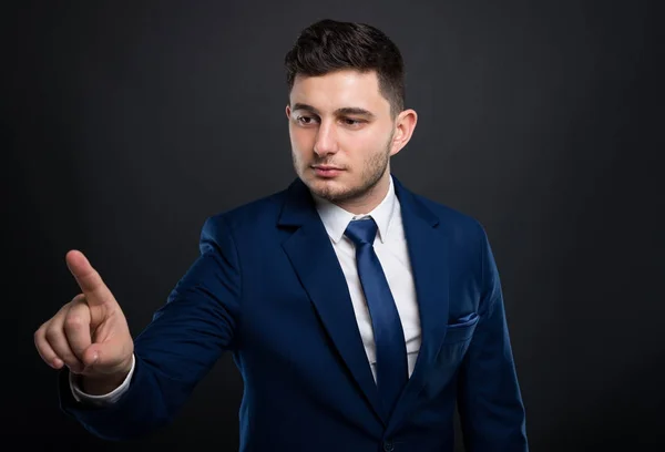 Executive businessman touching the modern screen — Stock Photo, Image