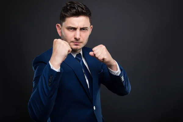 Loco hombre de negocios listo para la pelea —  Fotos de Stock