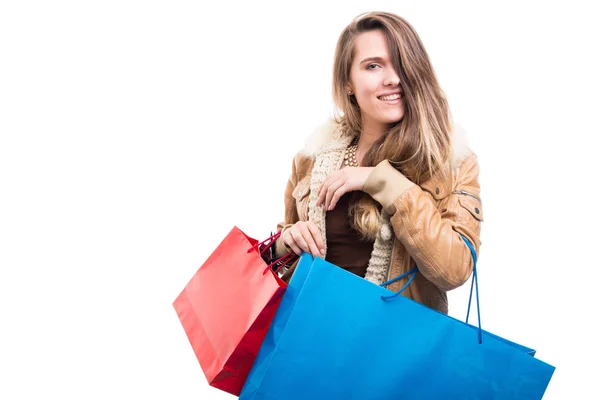 Mooie trendy hipster vrouw aan het winkelen — Stockfoto