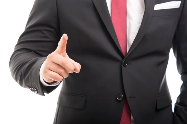 Close-up of corporate business man using touchscreen — Stock Photo, Image