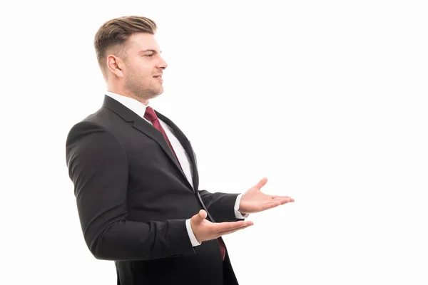 Side view of business man showing copyspace area — Stock Photo, Image