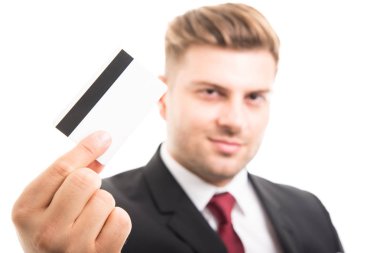 Kredi kartı veya bankamatik kartı holding Yöneticisi seçici odak