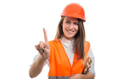 Sanal ekran işaret gülümseyen kadın Oluşturucu 