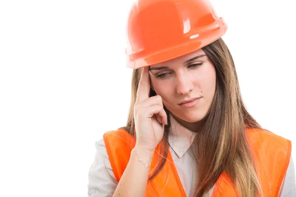 Engineer girl or architect having headache migraine — Stock Photo, Image