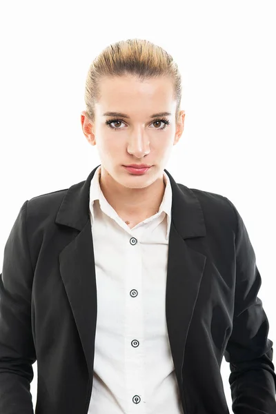 Portrait Beautiful Young Female Assistant Manager Wearing Jacket Isolated White — Stock Photo, Image