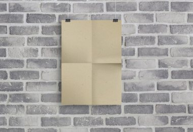 Kraft kağıt üzerinde gri birck duvar