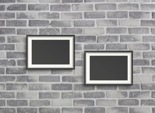 Prázdné rámečky na zeď šedé birck — Stock fotografie