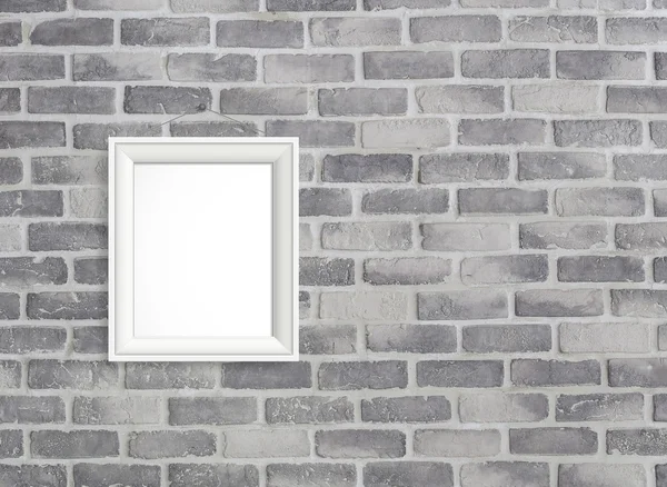 Prázdný rám na zeď šedé birck — Stock fotografie