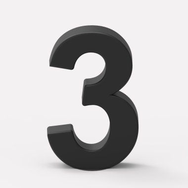 3D siyah sayı 3