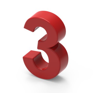 düz kırmızı sayı 3 