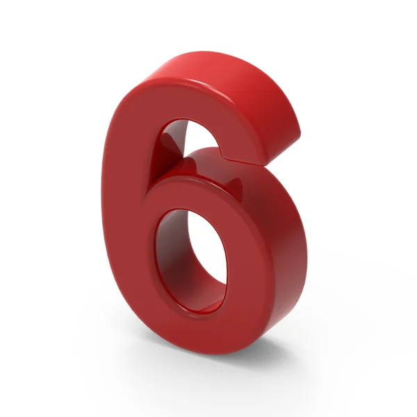 Smooth red number 6 — Stock Photo, Image