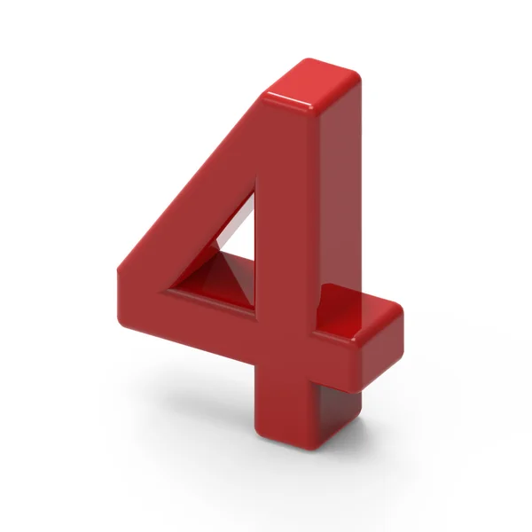 Smooth red number 4 — Stock Photo, Image