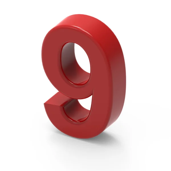 Smooth red number 9 — Stock Photo, Image