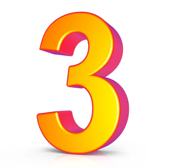 3d golden number 3 — Stock Photo, Image