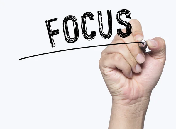 Focus met de hand geschreven — Stockfoto