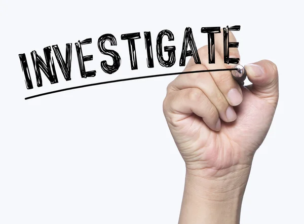 Investigate written by hand — Stock Photo, Image