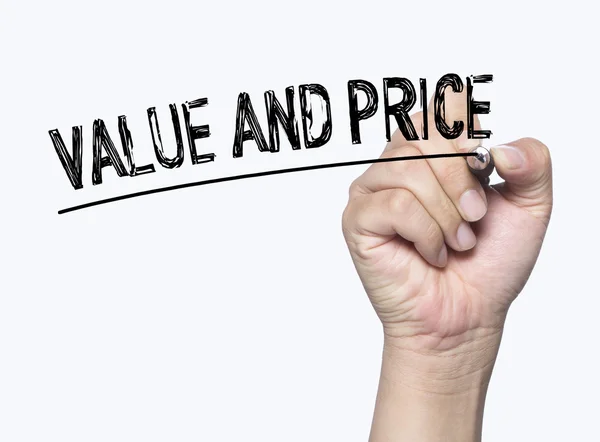 Valor y precio escritos a mano — Foto de Stock