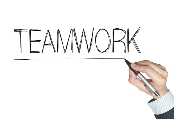 Teamwork met de hand geschreven — Stockfoto