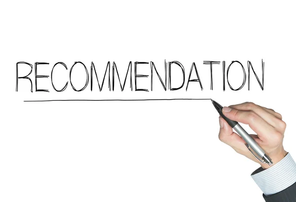 Recommendation  written by hand — Stock Photo, Image