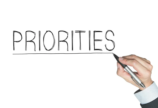 Priorities written by hand — Stock Photo, Image