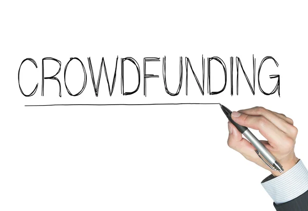 Crowdfunding von Hand geschrieben — Stockfoto