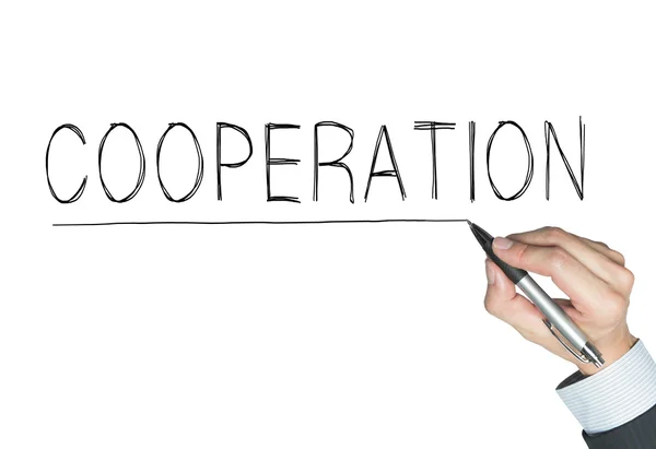 Cooperação escrita à mão — Fotografia de Stock