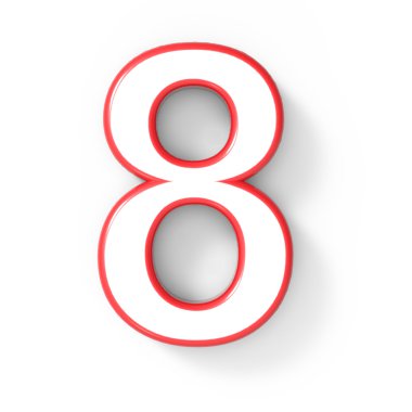 kırmızı çerçeve ile 3D beyaz sayı 8