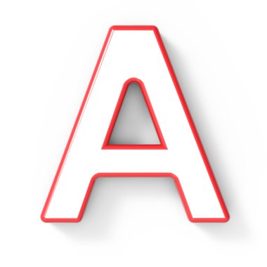 kırmızı çerçeve ile 3D Beyaz harf A